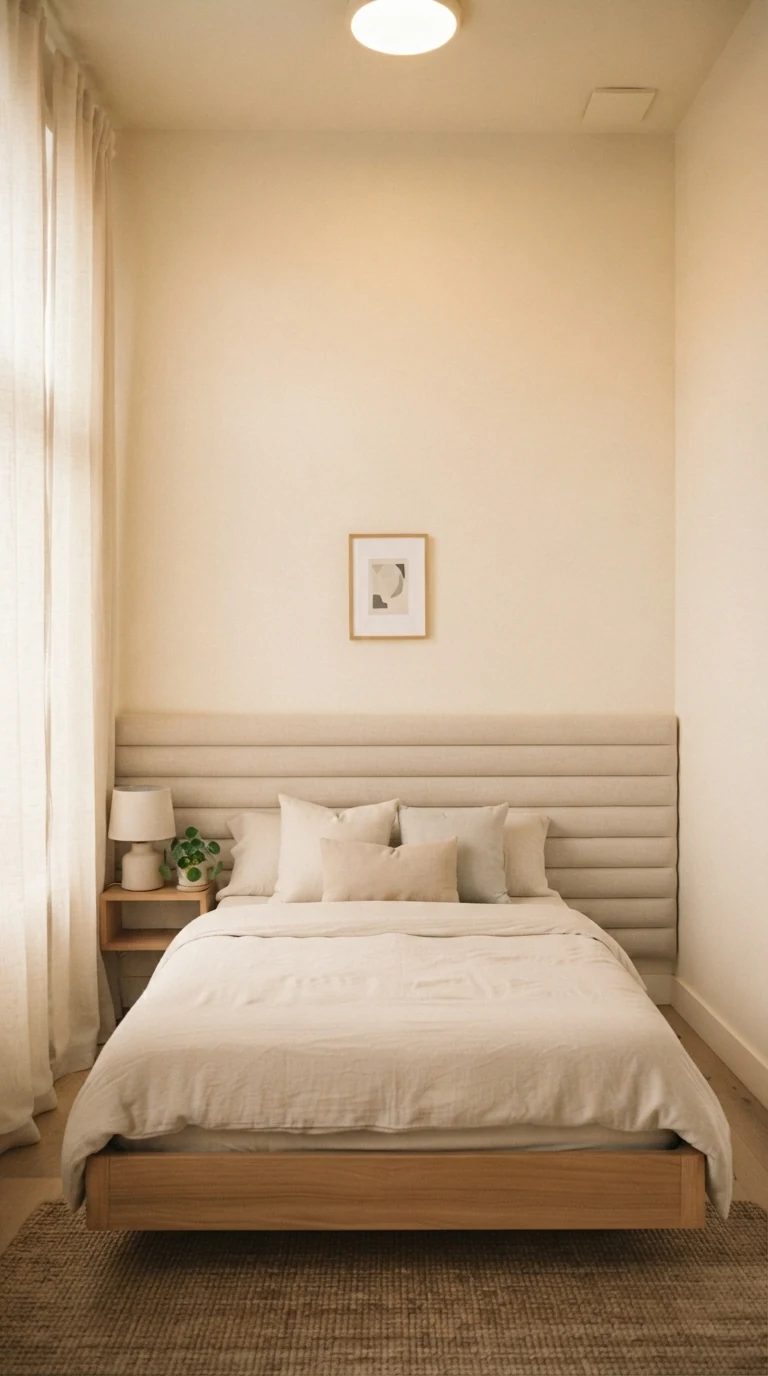 color-drenched bedroom with warm cream paint blending walls and ceiling seamlessly