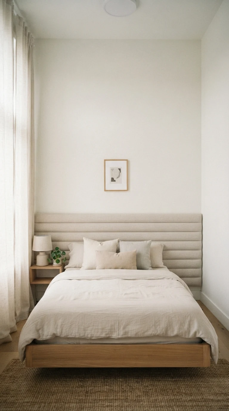 low horizontal channeled headboard under 36 inches maximizing open wall space